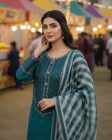 Designer Three Piece | Dhaaga Kaari Iconic - Eid Special | Summer Cotton Lawn