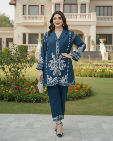 Designer Two Piece | Embroidered - Patasa | Winter Cotton