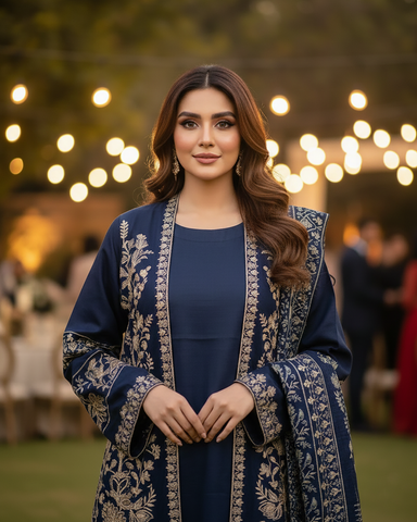 Designer Three Piece | Gown/Inner - Shah Jahan | Premium Khaddar