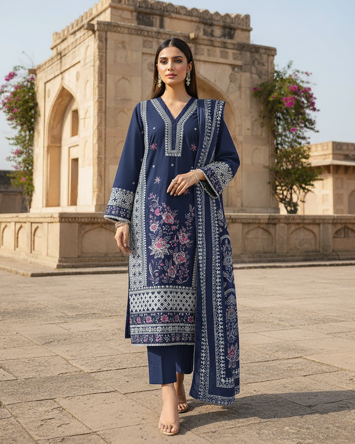 Designer Three Piece | Embroidered - Sundas | Winter Dhanak