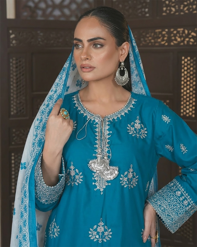 Designer Three Piece | Embroidered Handwork - Sakura | Summer Lawn