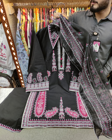 Designer Three Piece | Embroidered - Parizad | Premium Winter Dobby Cotton