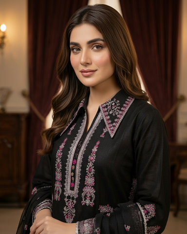Designer Three Piece | Embroidered - Parizad | Premium Winter Dobby Cotton