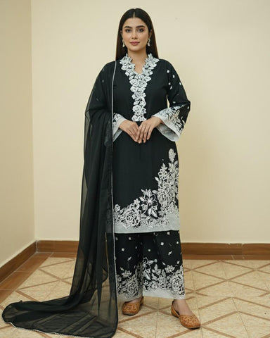 Designer Three Piece | Embroidered - Sumbal | Premium Khaddar