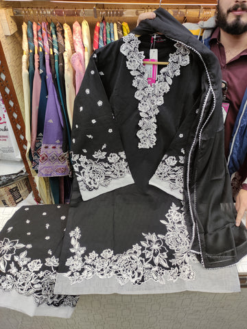 Designer Three Piece | Embroidered - Sumbal | Premium Khaddar