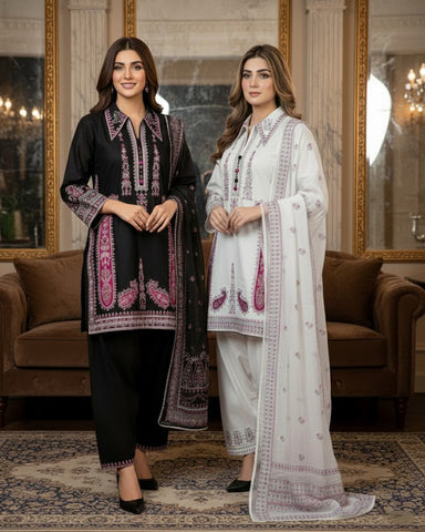 Designer Three Piece | Embroidered - Parizad | Premium Winter Dobby Cotton