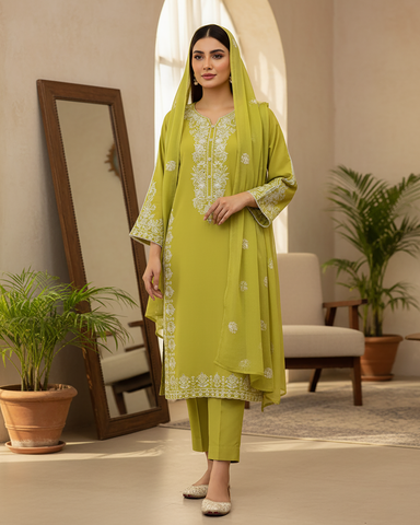 Designer Three Piece | Mouni | Winter Cotton