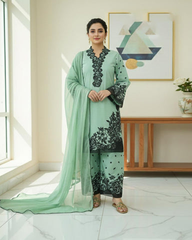 Designer Three Piece | Embroidered - Sumbal | Premium Khaddar