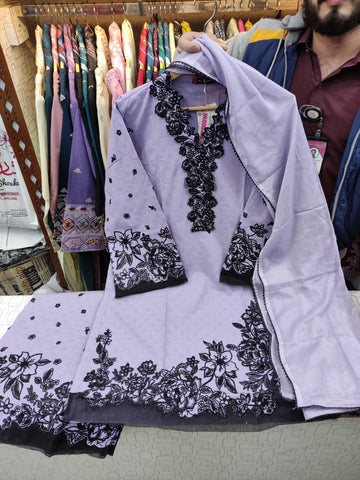 Designer Three Piece | Embroidered - Sumbal | Premium Khaddar