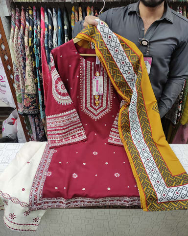 Designer Three Piece | Mohabbat | Winter Dhanak