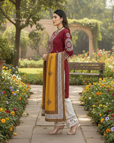 Designer Three Piece | Mohabbat | Winter Dhanak