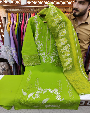 Designer Three Piece | Embroidered | Khaddar