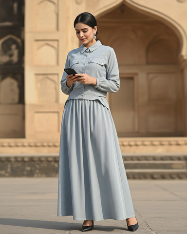 Western Jacket Maxi | Designer "Smokin Maxi" |  CY Chiffon Georgette