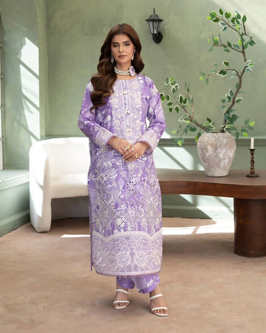 Designer Three Piece | Embroidered - Zarqash | Printed Premium Lawn