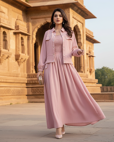 Western Jacket Maxi | Designer "Smokin Maxi" |  CY Chiffon Georgette