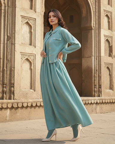 Western Jacket Maxi | Designer "Smokin Maxi" |  CY Chiffon Georgette