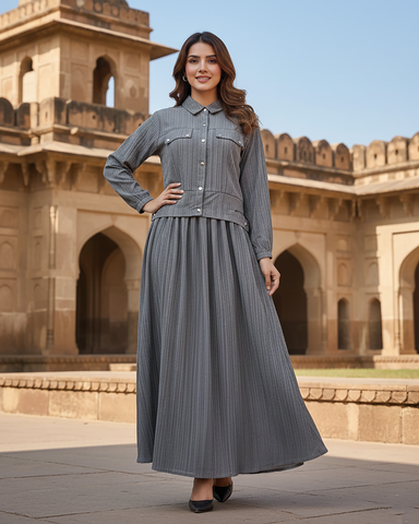 Western Jacket Maxi | Designer "Smokin Maxi" |  CY Chiffon Georgette