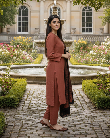 Digital Three Piece | Designer "Solids" | Bana Dora Marina / Wool Shawl