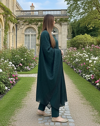 Digital Three Piece | Designer "Solids" | Bana Dora Marina / Wool Shawl