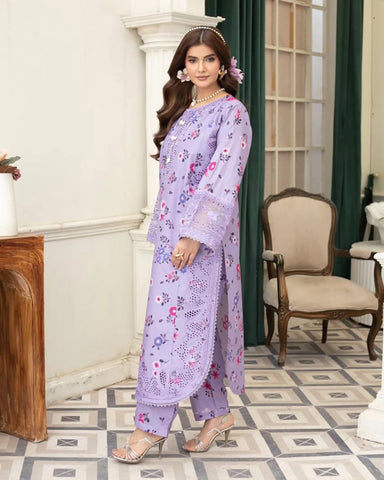 Designer Three Piece | Embroidered - Zarqash | Printed Premium Lawn