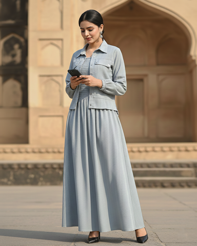 Western Jacket Maxi | Designer "Smokin Maxi" |  CY Chiffon Georgette