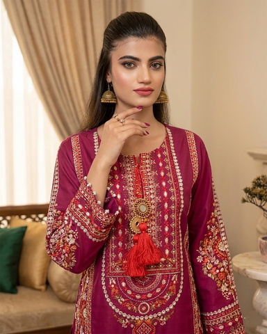 Designer Three Piece | Embroidered - Sawan | Premium Lawn Cotton