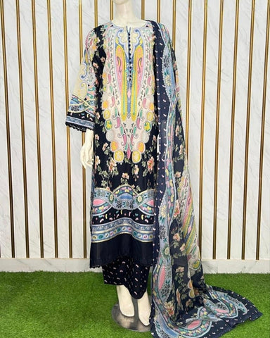 Digital Printed Three Piece | Long A/Line Shirt | Premium Lawn