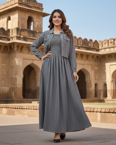 Western Jacket Maxi | Designer "Smokin Maxi" |  CY Chiffon Georgette