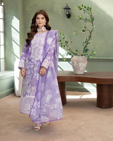 Designer Three Piece | Embroidered - Zarqash | Printed Premium Lawn