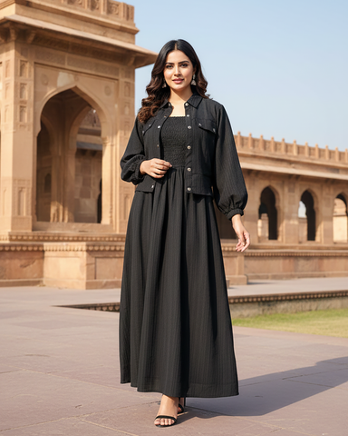 Western Jacket Maxi | Designer "Smokin Maxi" |  CY Chiffon Georgette