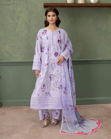Designer Three Piece | Embroidered - Zarqash | Printed Premium Lawn