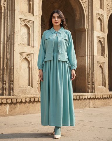 Western Jacket Maxi | Designer "Smokin Maxi" |  CY Chiffon Georgette