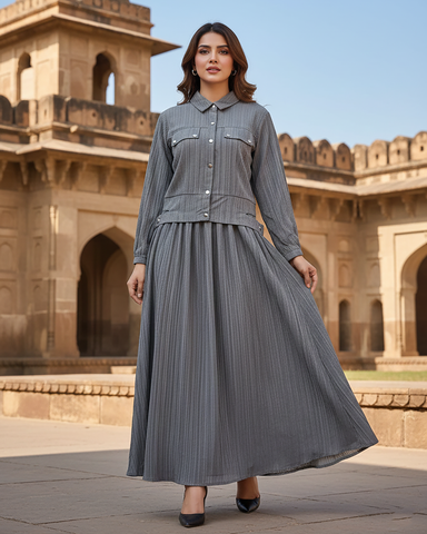 Western Jacket Maxi | Designer "Smokin Maxi" |  CY Chiffon Georgette