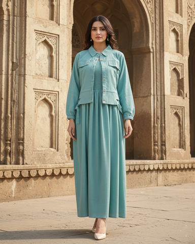 Western Jacket Maxi | Designer "Smokin Maxi" |  CY Chiffon Georgette