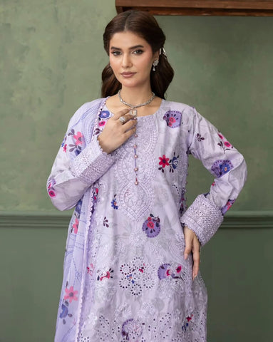 Designer Three Piece | Embroidered - Zarqash | Printed Premium Lawn