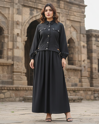 Western Jacket Maxi | Designer "Smokin Maxi" |  CY Chiffon Georgette