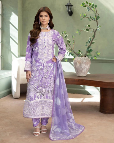 Designer Three Piece | Embroidered - Zarqash | Printed Premium Lawn