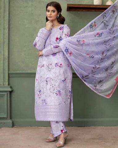 Designer Three Piece | Embroidered - Zarqash | Printed Premium Lawn