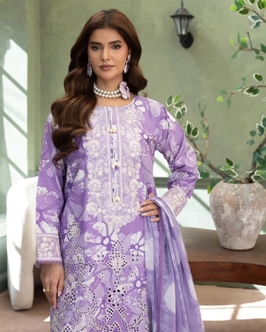 Designer Three Piece | Embroidered - Zarqash | Printed Premium Lawn