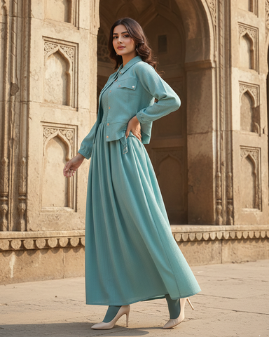 Western Jacket Maxi | Designer "Smokin Maxi" |  CY Chiffon Georgette