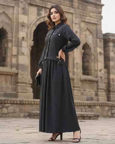 Western Jacket Maxi | Designer "Smokin Maxi" |  CY Chiffon Georgette