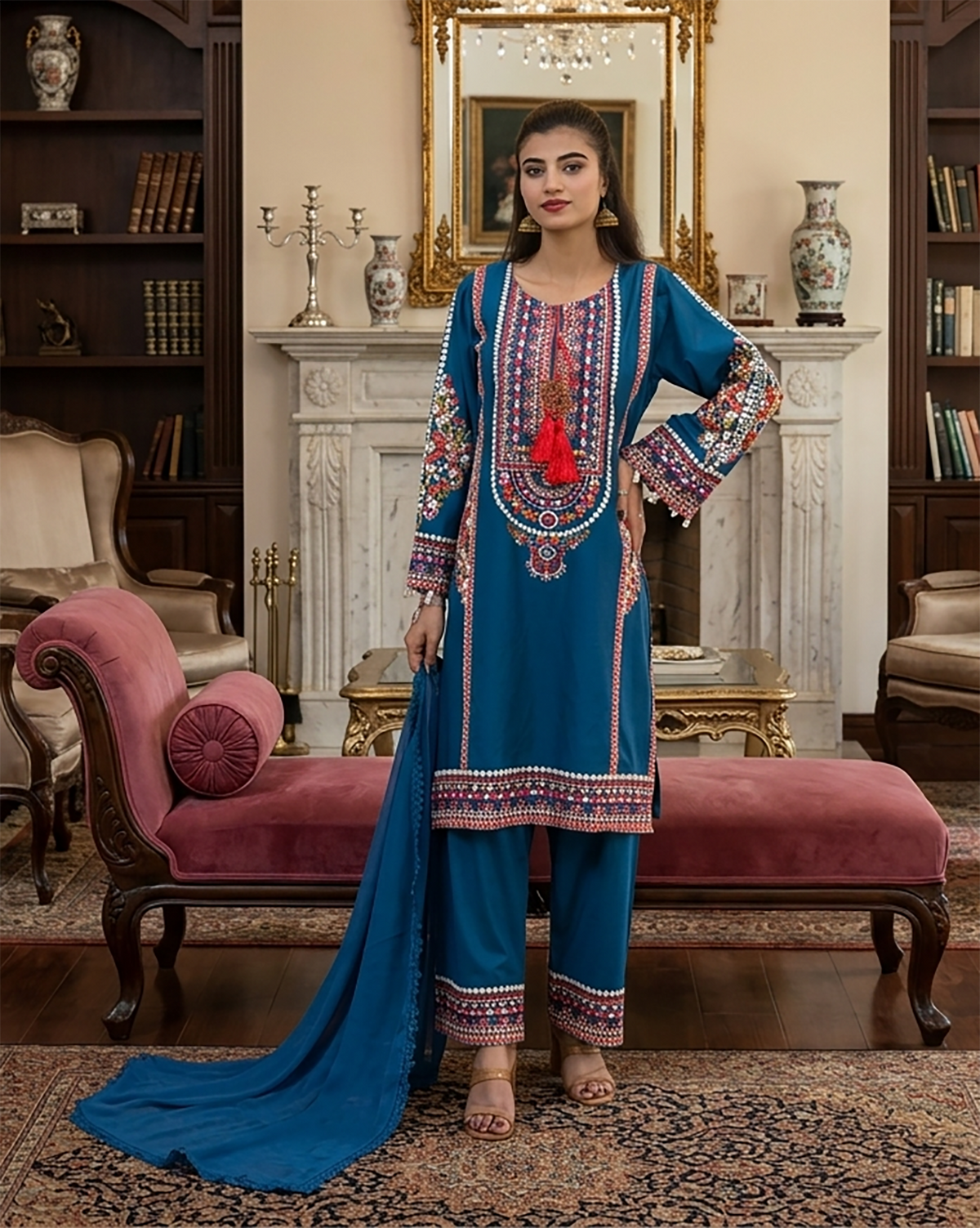 Designer Three Piece | Embroidered - Sawan | Premium Lawn Cotton