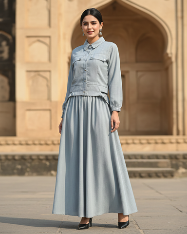 Western Jacket Maxi | Designer "Smokin Maxi" |  CY Chiffon Georgette