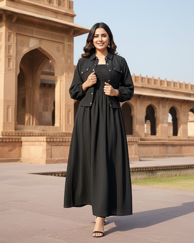 Western Jacket Maxi | Designer "Smokin Maxi" |  CY Chiffon Georgette