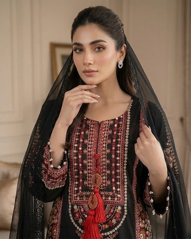 Designer Three Piece | Embroidered - Sawan | Premium Lawn Cotton