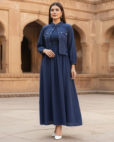 Western Jacket Maxi | Designer "Smokin Maxi" |  CY Chiffon Georgette