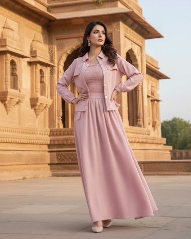 Western Jacket Maxi | Designer "Smokin Maxi" |  CY Chiffon Georgette