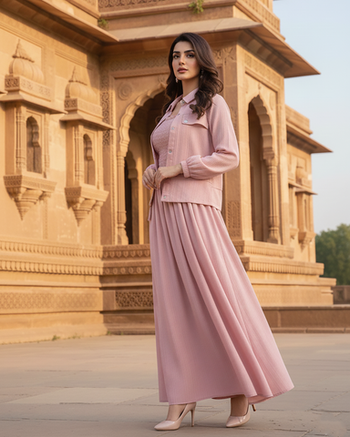 Western Jacket Maxi | Designer "Smokin Maxi" |  CY Chiffon Georgette