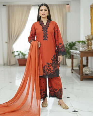 Designer Three Piece | Embroidered - Sumbal | Premium Khaddar