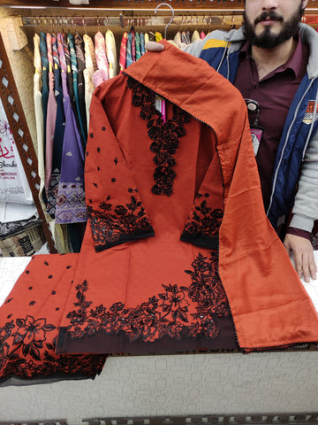 Designer Three Piece | Embroidered - Sumbal | Premium Khaddar